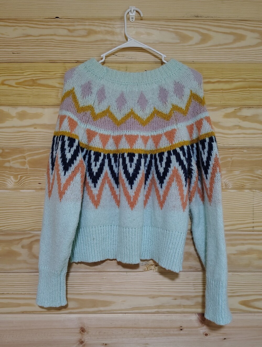 a new day Pastel Mint Crewneck Sweater L Long Sleeve Soft Cozy Casual Recycled - Picture 4 of 6